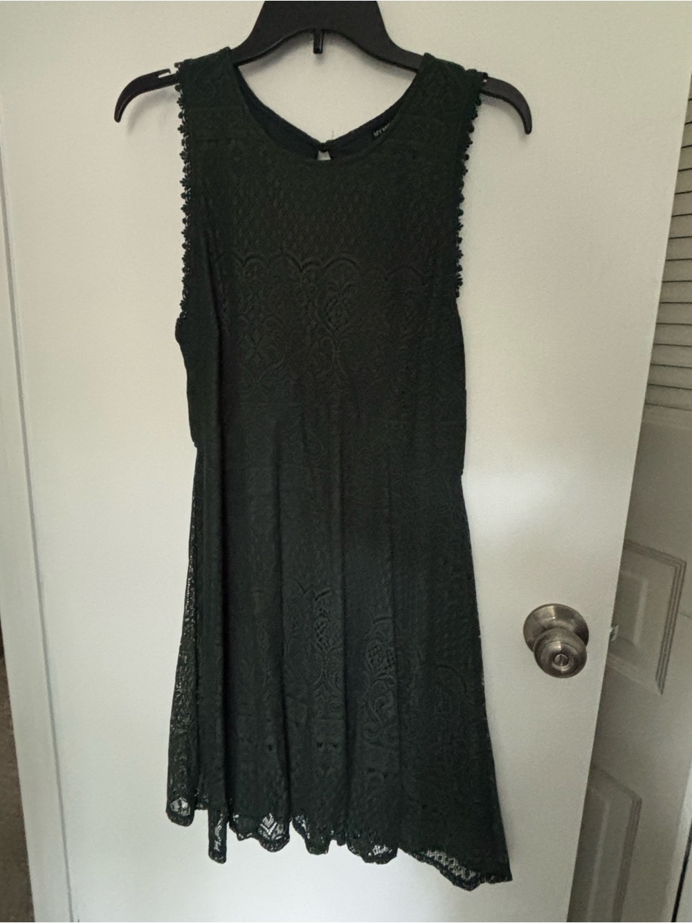 My Michelle Dark Green Lace Sleeveless Fit & Flare Dress